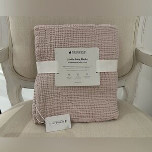 Baby Pokoloko Crinkle Pink Handmade Turkish Cotton Baby Blanket NWT